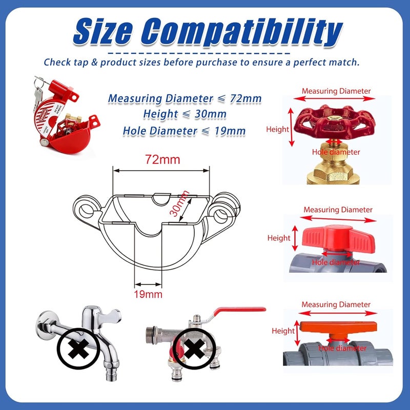 Young Dance Self-Locking Plastic Gate Valve Lockout Device,1 to 2-1/2 in Dia Valve Handles,Hose Bib Lock for Outdoor Faucet Knob/Gas Valve/Propane Tank,Outside Garden Valves,(1 Pack,Red) - Image 3